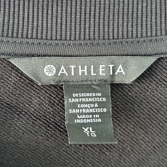 Athleta Black Terry Crop Crew Sweatshirt NWT Size XL - Picture 6 of 9
